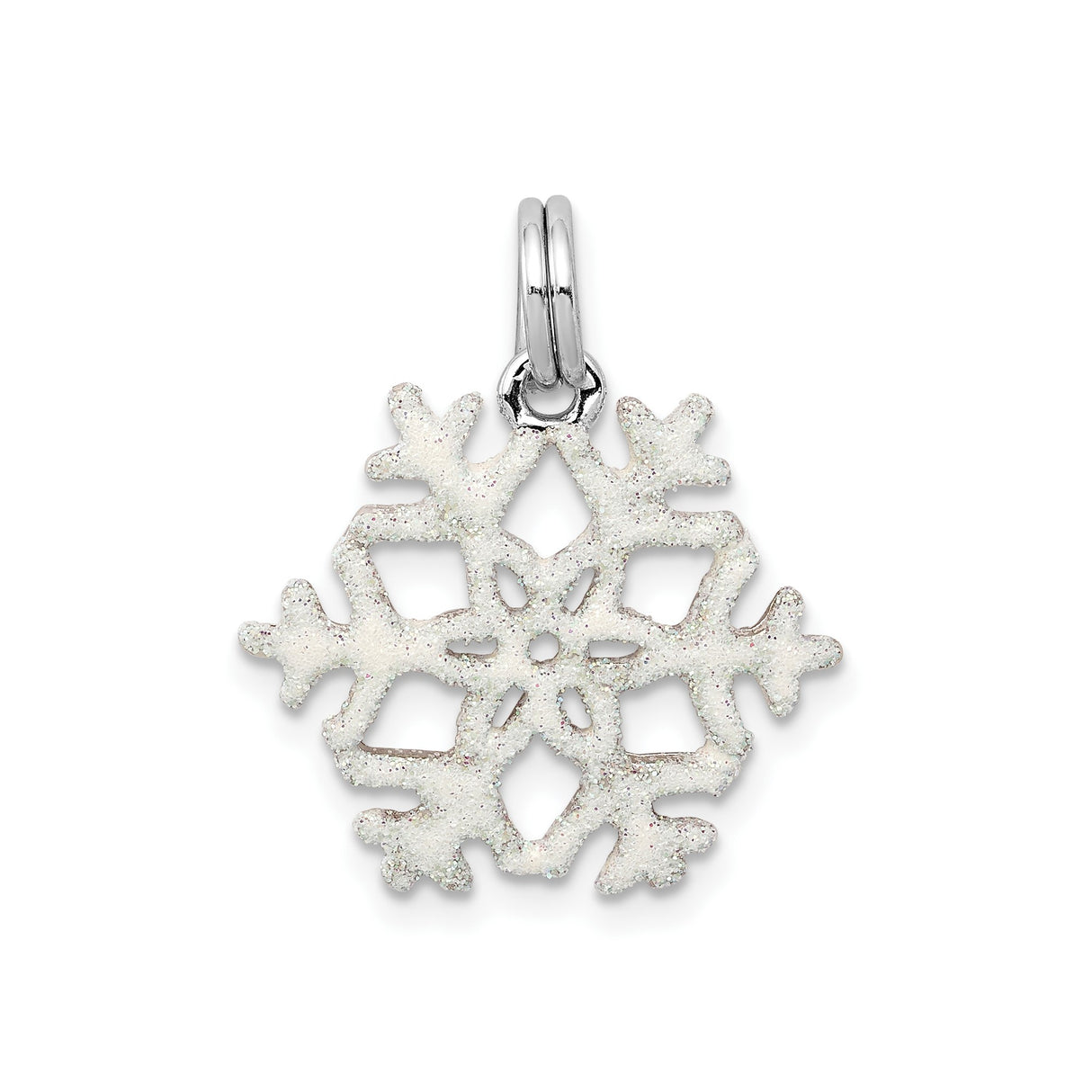 Sterling Silver Snowflake Pendant with Glitter Design, Festive Holiday Jewelry for Women