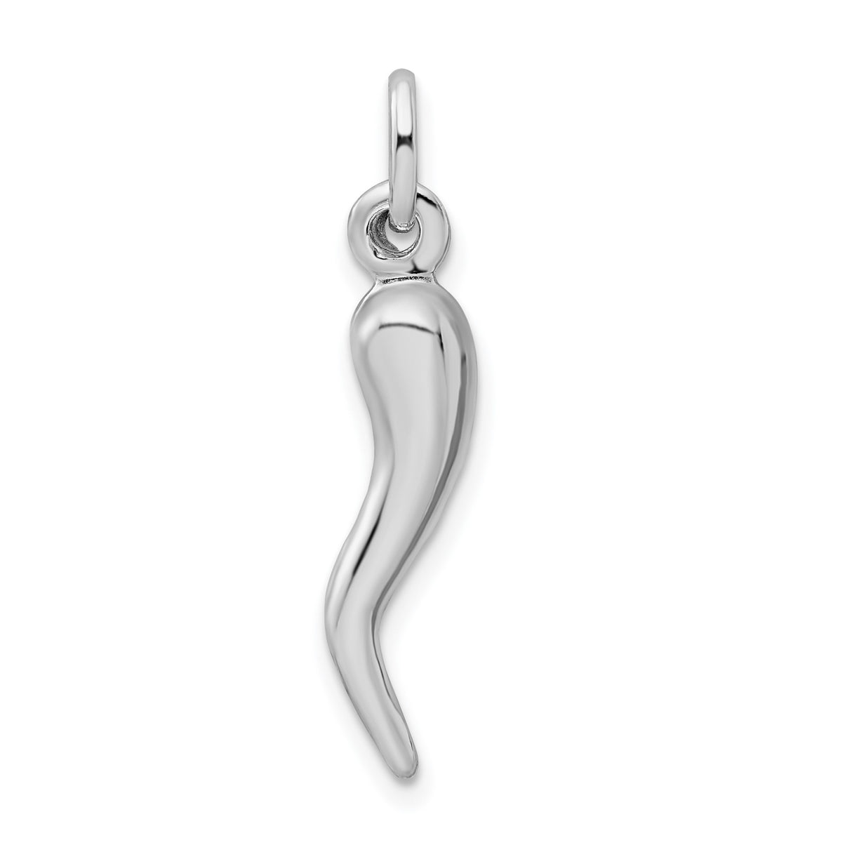 Sterling Silver Italian Horn Pendant, Cornicello Charm for Protection and Good Luck