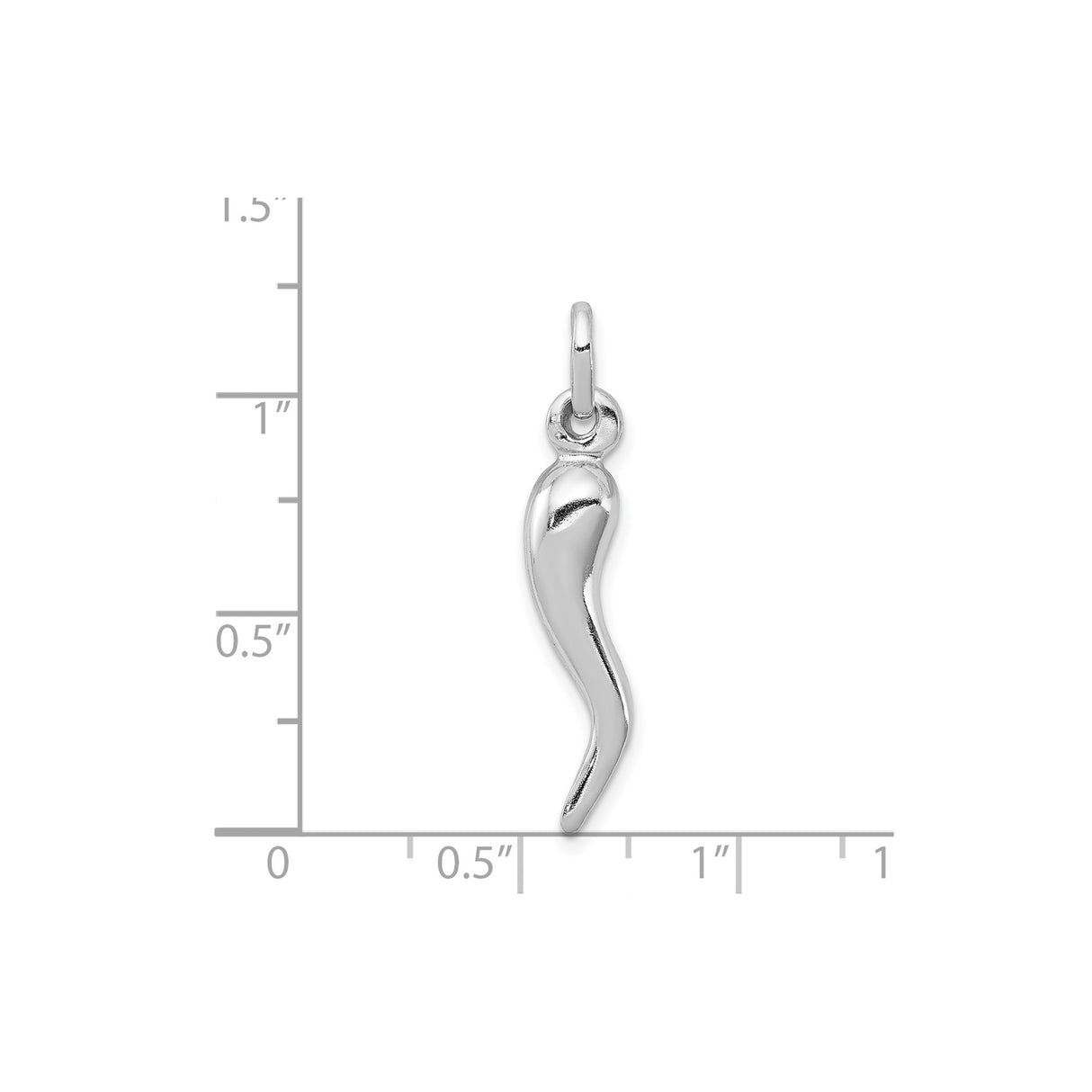 Sterling Silver Italian Horn Pendant, Cornicello Charm for Protection and Good Luck