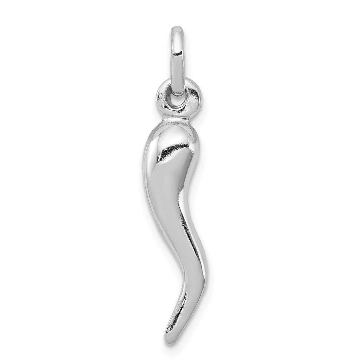 Sterling Silver Italian Horn Pendant, Cornicello Charm for Protection and Good Luck