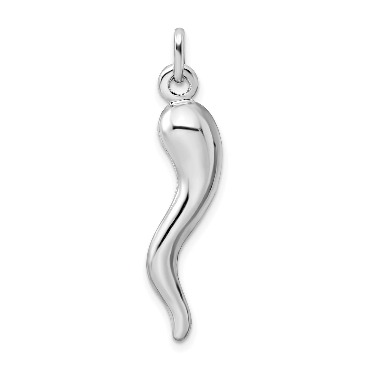 Sterling Silver Italian Horn Pendant, Cornicello Amulet Charm for Protection and Good Luck