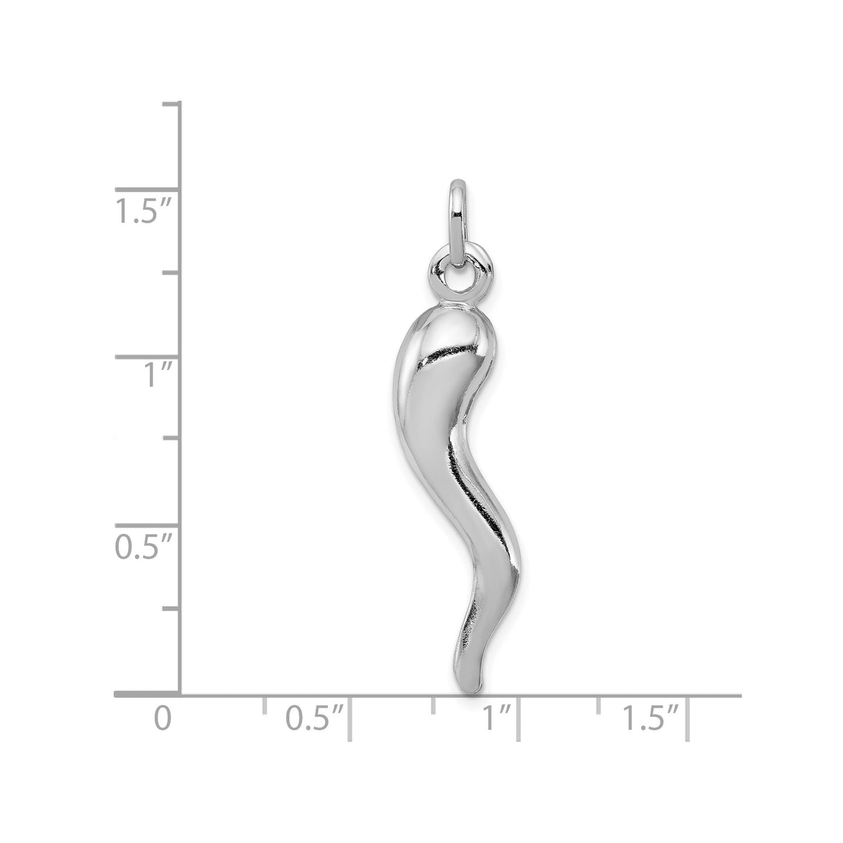 Sterling Silver Italian Horn Pendant, Cornicello Amulet Charm for Protection and Good Luck