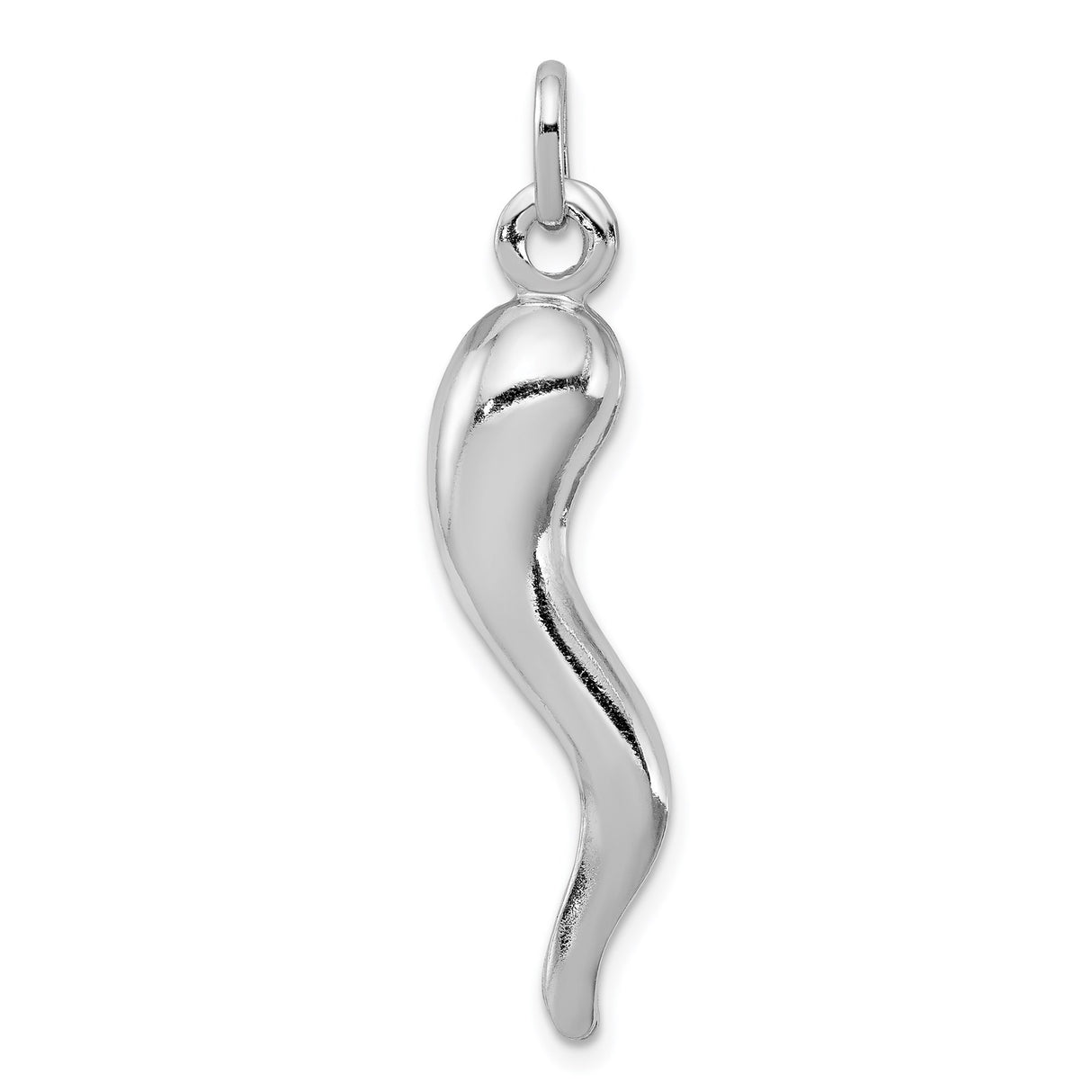 Sterling Silver Italian Horn Pendant, Cornicello Amulet Charm for Protection and Good Luck
