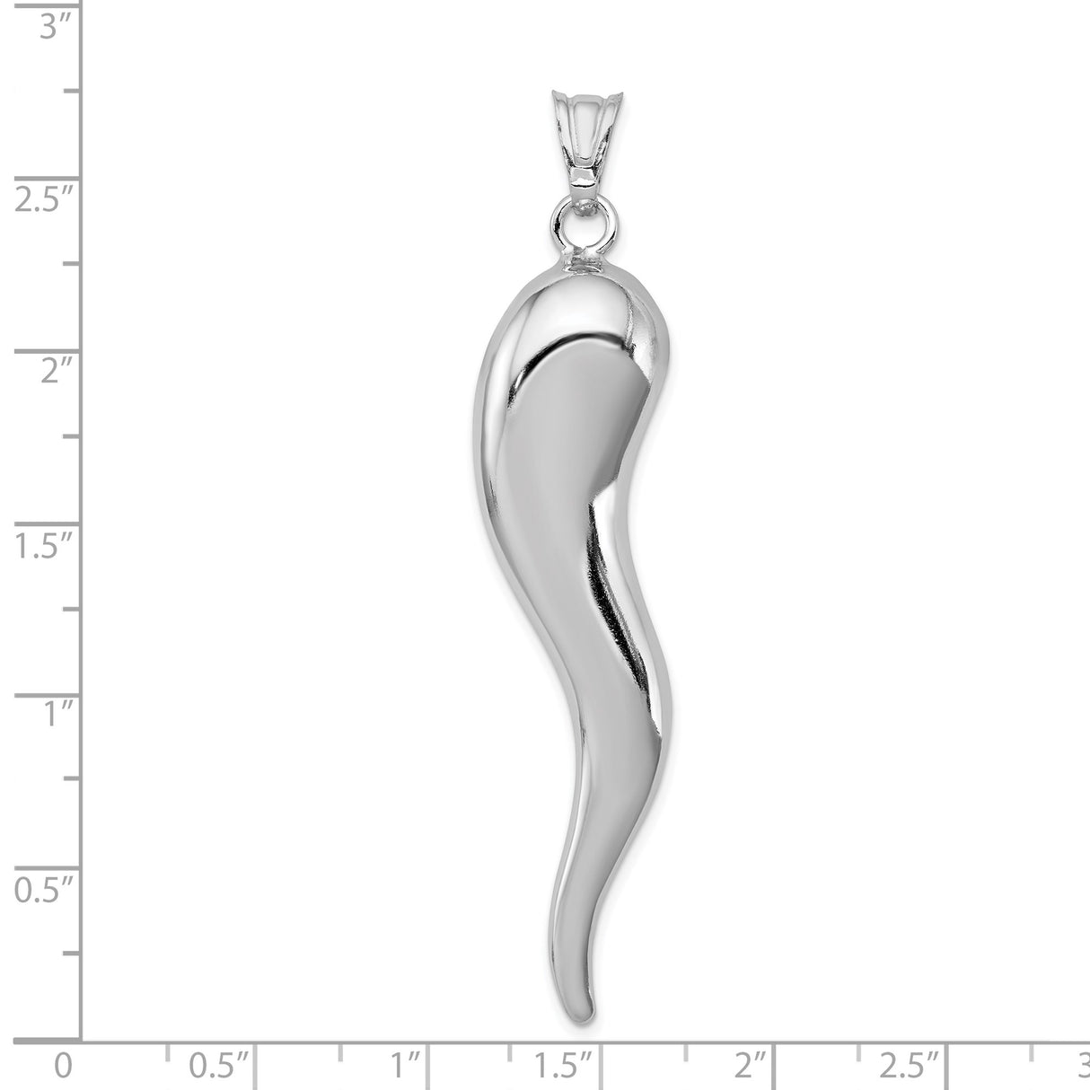 Sterling Silver Italian Horn Pendant, Cornicello Amulet Charm for Protection and Good Luck