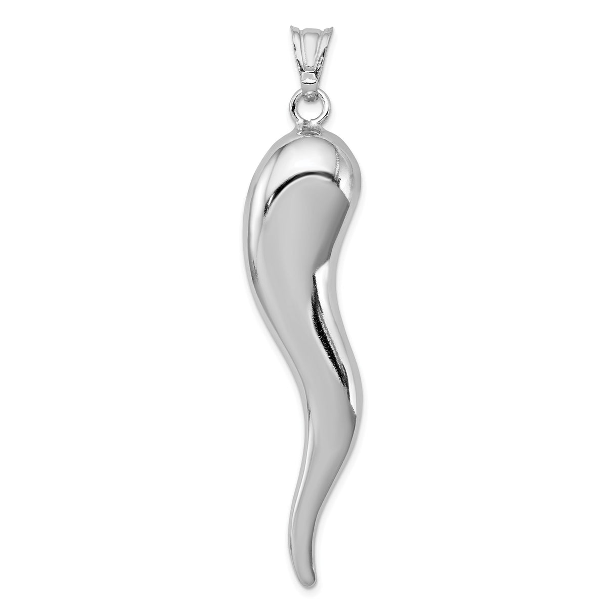 Sterling Silver Italian Horn Pendant, Cornicello Amulet Charm for Protection and Good Luck