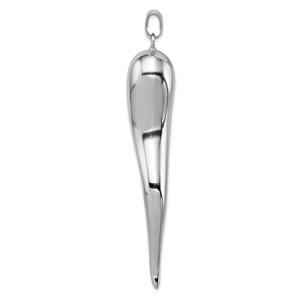 Sterling Silver Italian Horn Pendant, Smooth Cornicello Charm, Protection and Good Luck Amulet