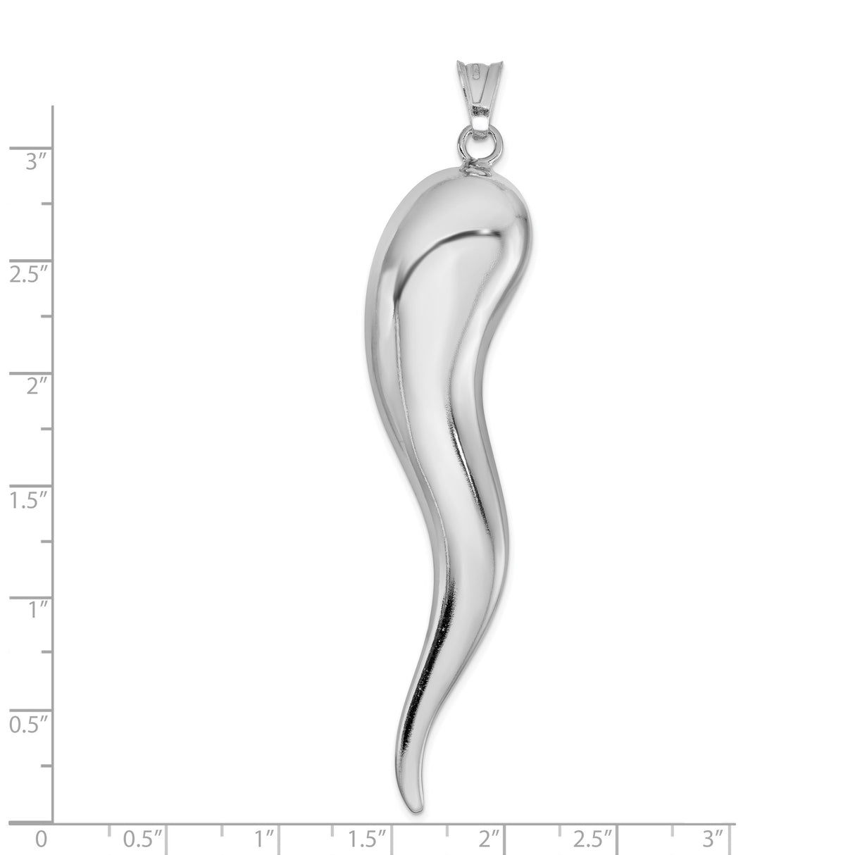 Sterling Silver Italian Horn Pendant, Smooth Cornicello Charm, Protection and Good Luck Amulet