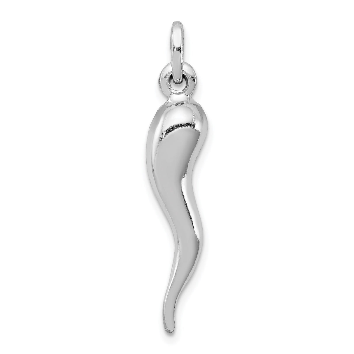 Sterling Silver Italian Horn Pendant, Cornicello Charm for Protection and Good Luck
