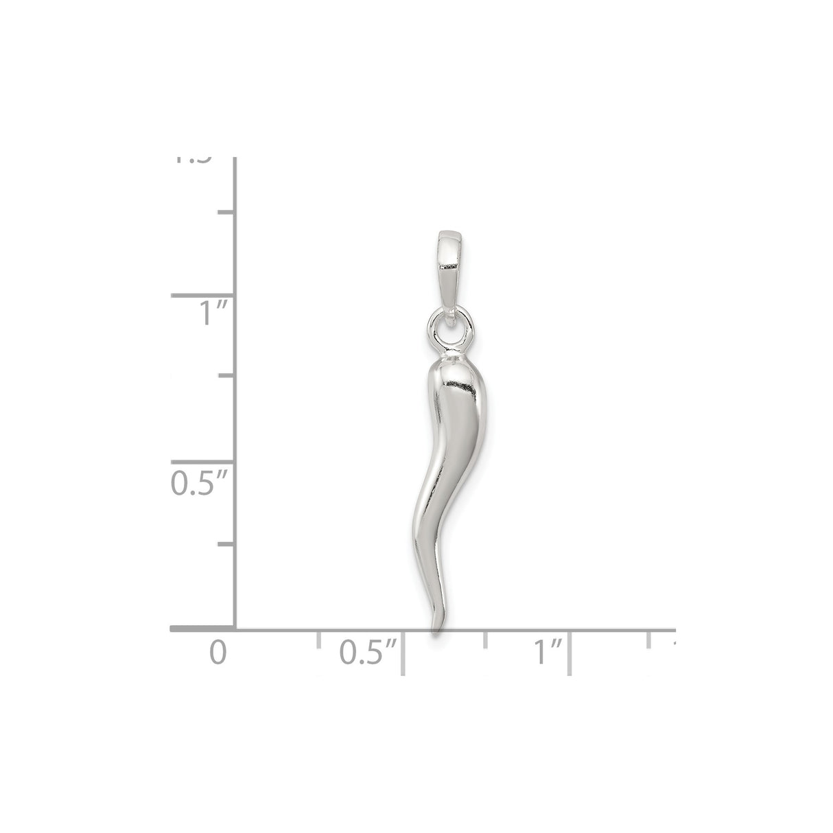 Sterling Silver Italian Horn Pendant, Cornicello Amulet Talisman, Evil Eye Protection Charm