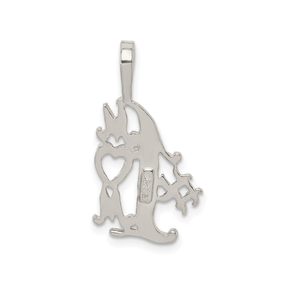 Sterling Silver Ave Maria Pendant with Intertwined AM Letters, Heart and Cross