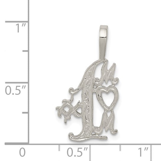 Sterling Silver Ave Maria Pendant with Intertwined AM Letters, Heart and Cross