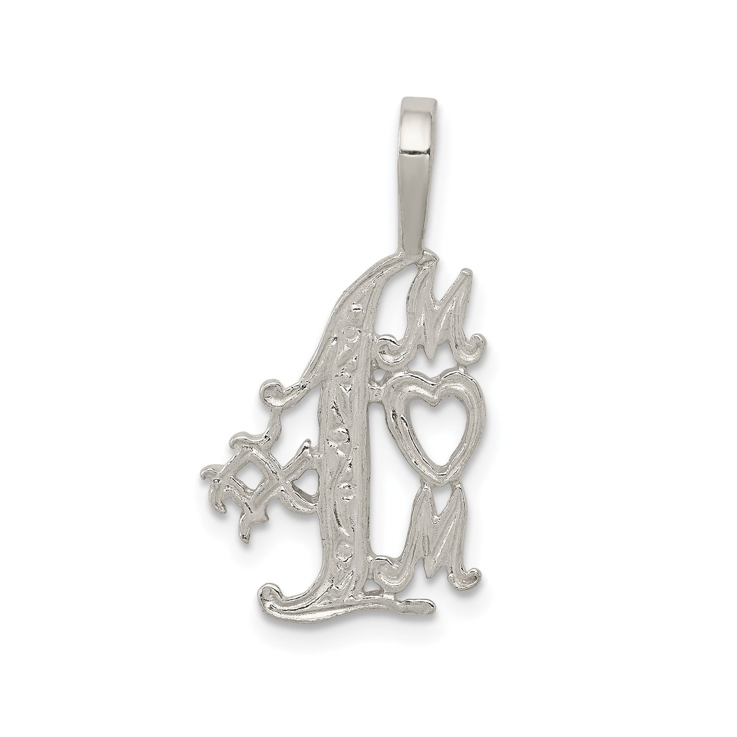 Sterling Silver Ave Maria Pendant with Intertwined AM Letters, Heart and Cross