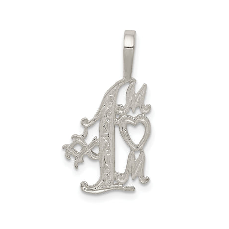 Sterling Silver Ave Maria Pendant with Intertwined AM Letters, Heart and Cross