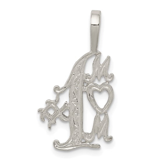 Sterling Silver Ave Maria Pendant with Intertwined AM Letters, Heart and Cross