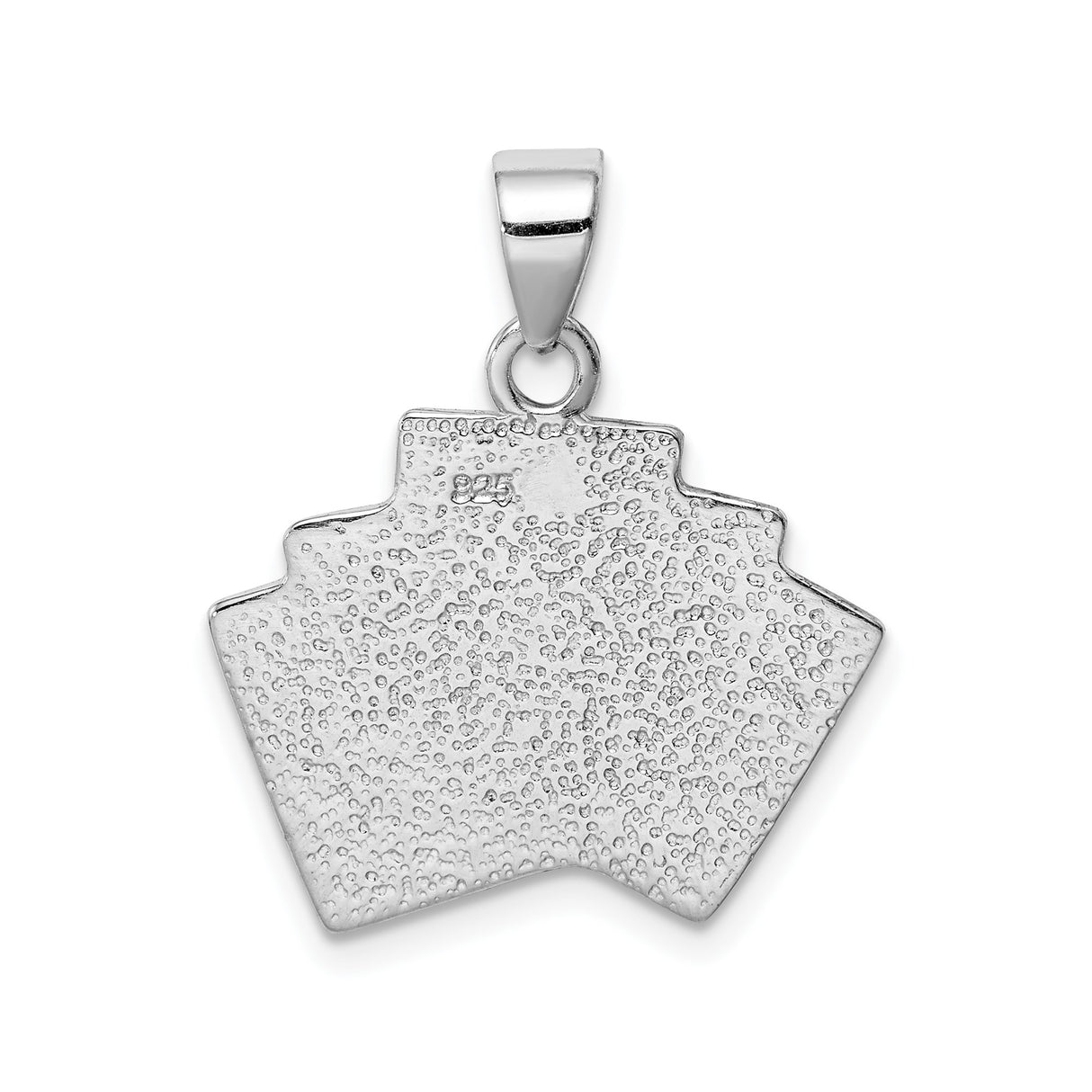 Sterling Silver Poker Royal Flush Pendant with Red Enamel Hearts, Casino Card Charm