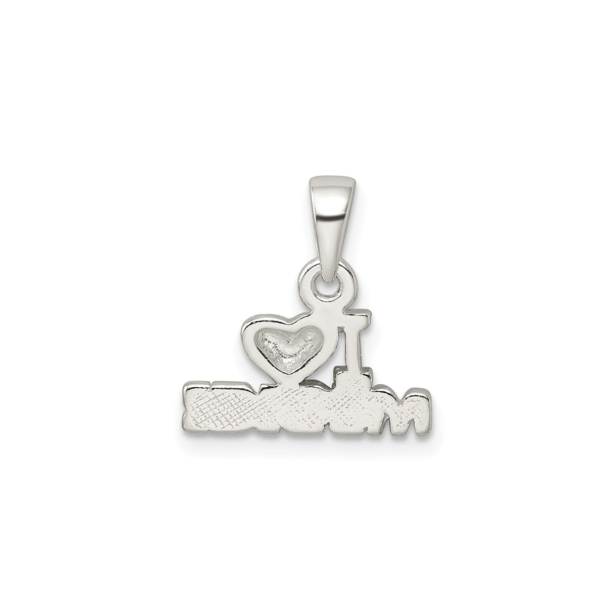 Sterling Silver Pendant, I Love Music Design, Artistic Musical Note Charm for Music Lovers