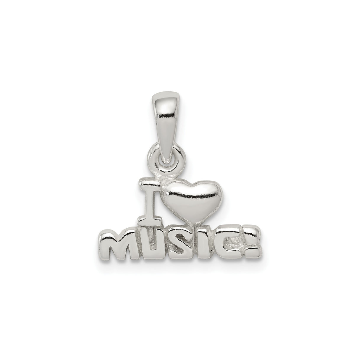 Sterling Silver Pendant, I Love Music Design, Artistic Musical Note Charm for Music Lovers