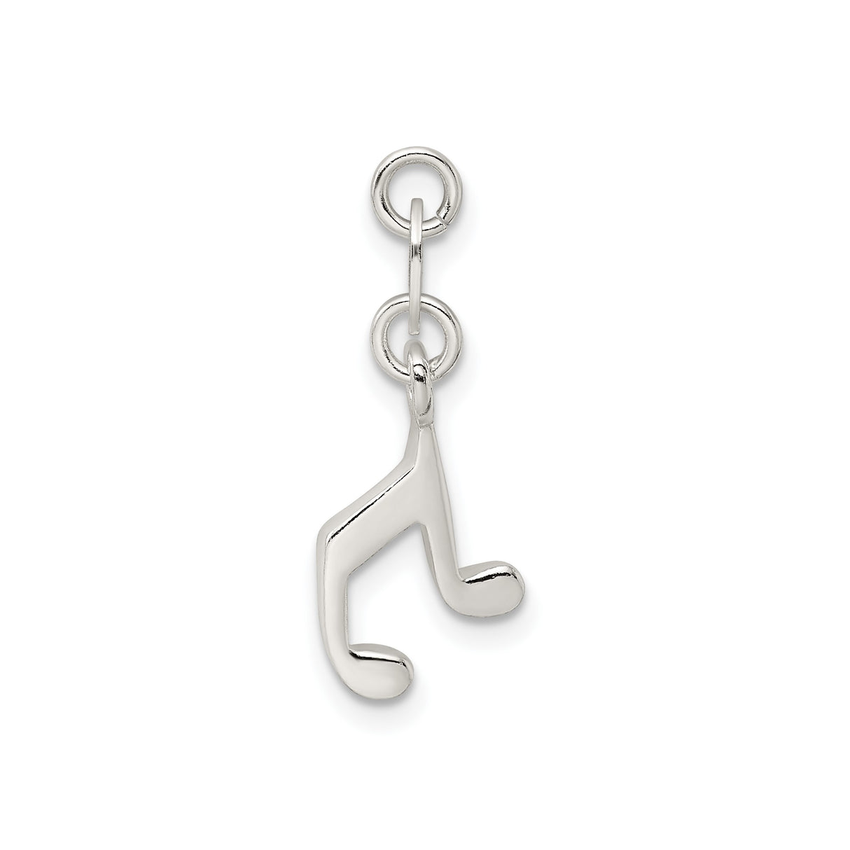 Sterling Silver Music Note Pendant, Polished Eighth Note Charm for Necklace or Bracelet