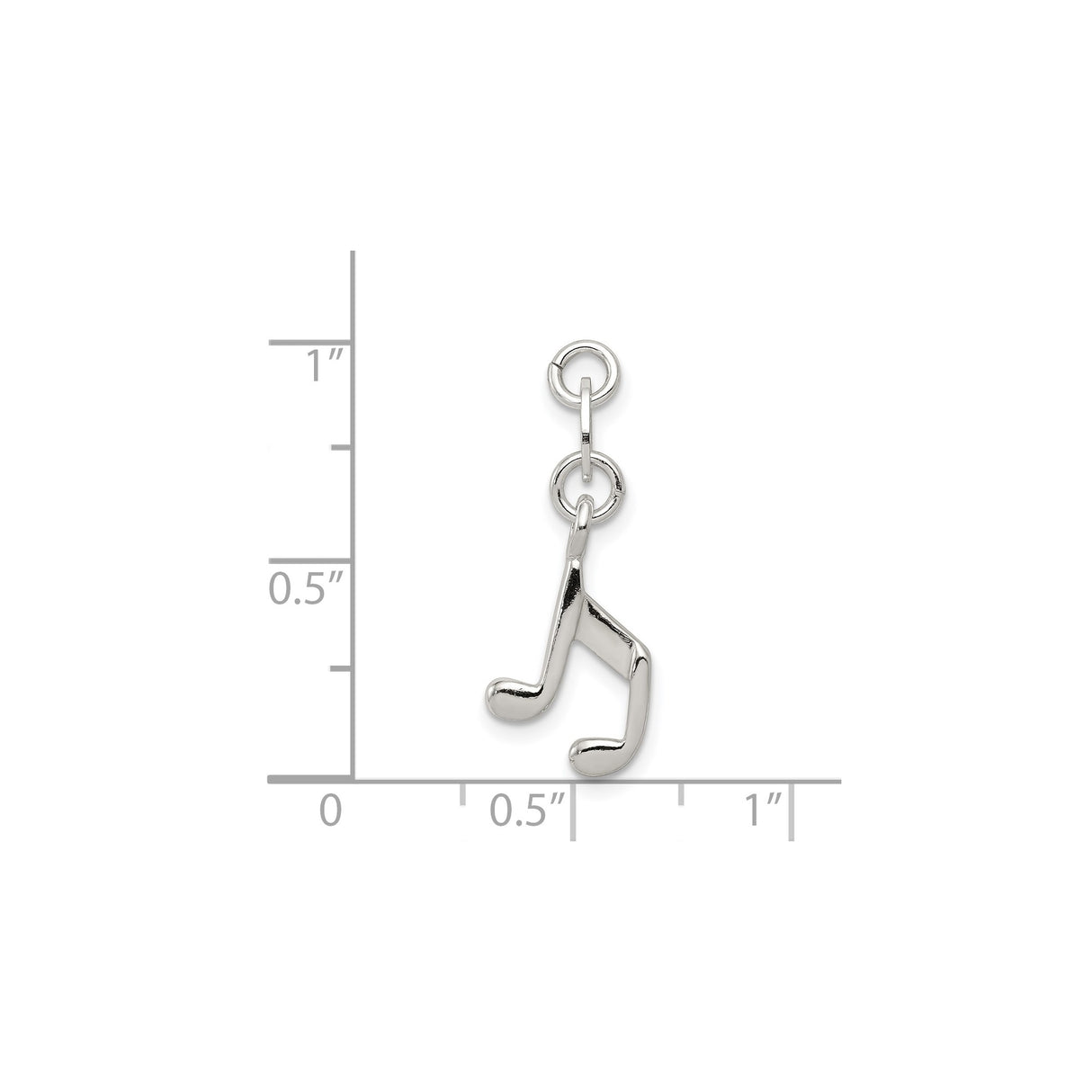 Sterling Silver Music Note Pendant, Polished Eighth Note Charm for Necklace or Bracelet