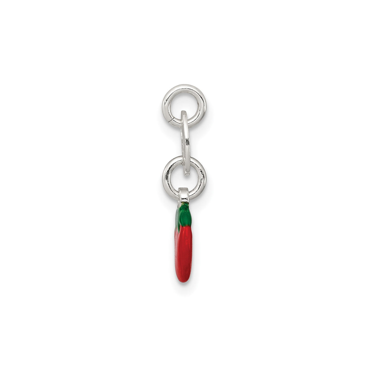 Sterling Silver Strawberry Charm Pendant with Red and Green Enamel, Fruit Jewelry for Women or Girls