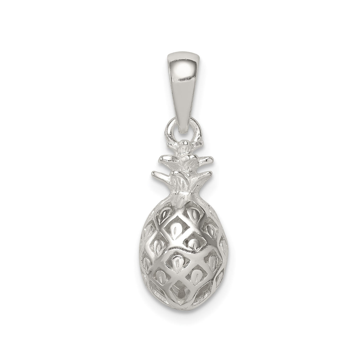 Sterling Silver Pineapple Pendant with Openwork Design, Tropical Island-Inspired Jewelry
