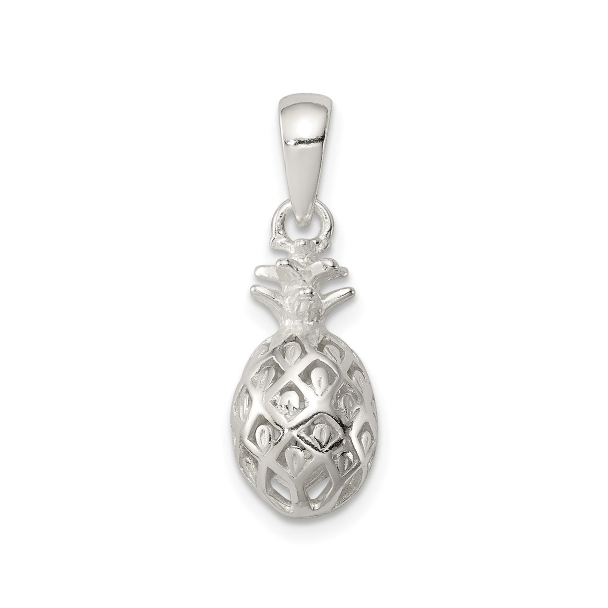Sterling Silver Pineapple Pendant with Openwork Design, Tropical Island-Inspired Jewelry