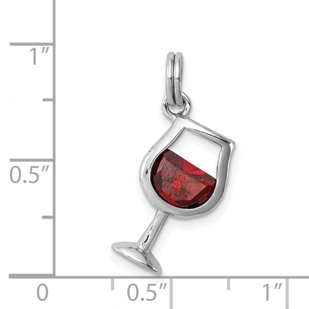 Sterling Silver Wine Glass Charm Pendant with Cubic Zirconia, Celebration Theme Jewelry