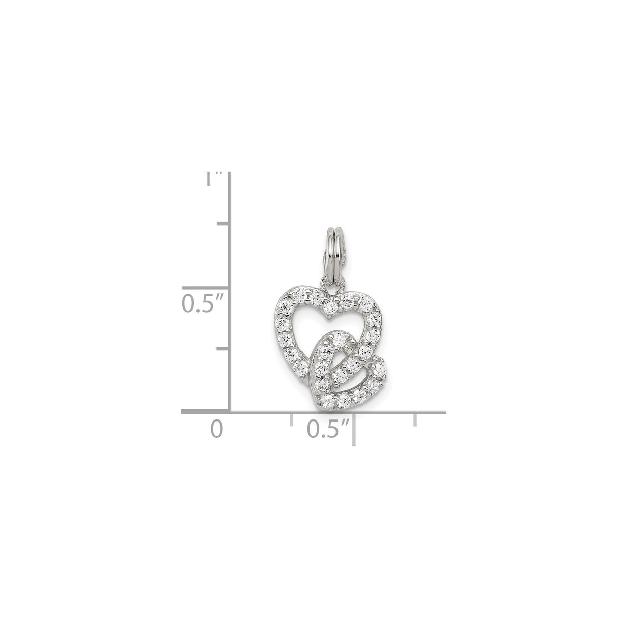 Sterling Silver Heart Pendant with Intertwined Hearts and Cubic Zirconia for Women