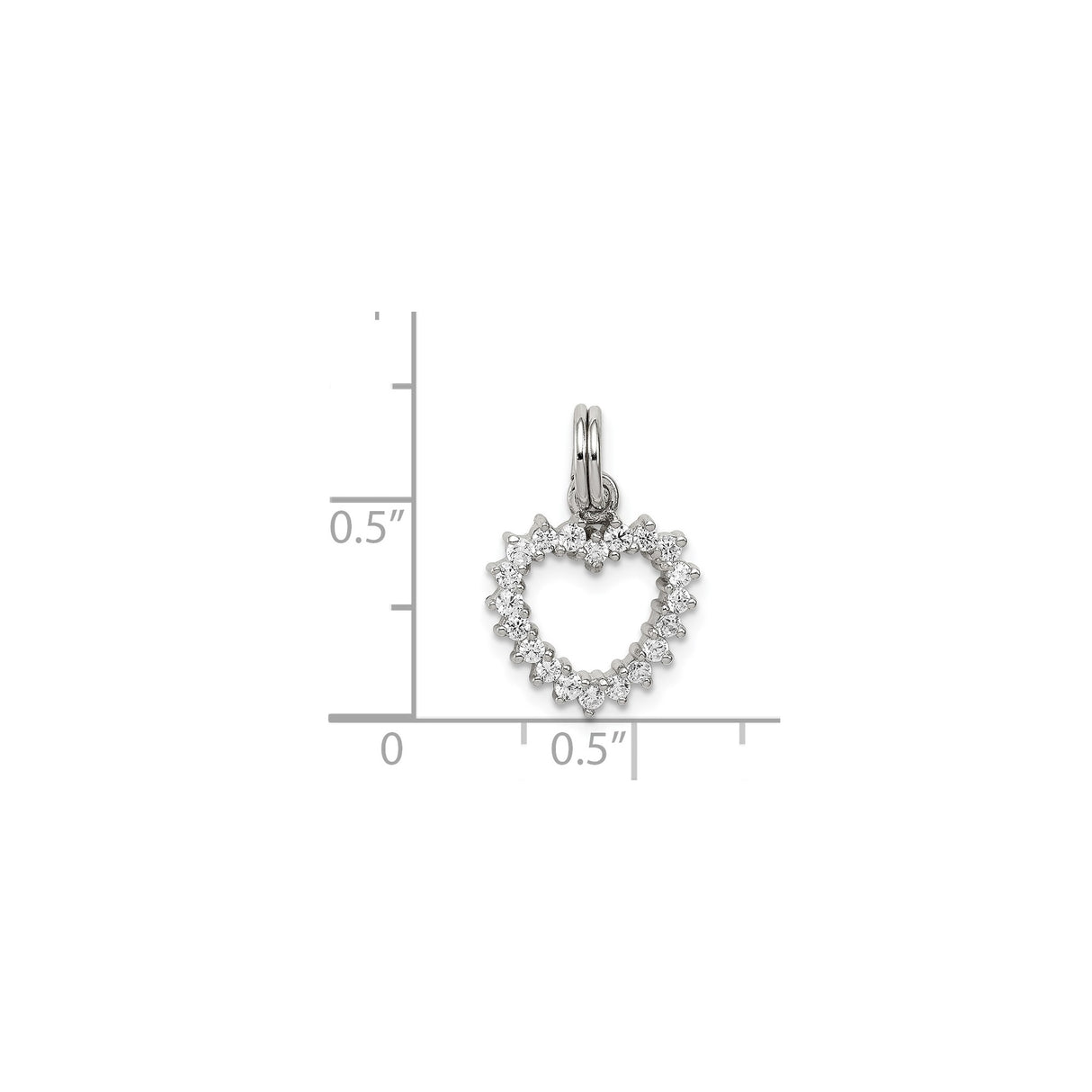 CZ Heart Charm Pendant in Real 925 Sterling Silver
