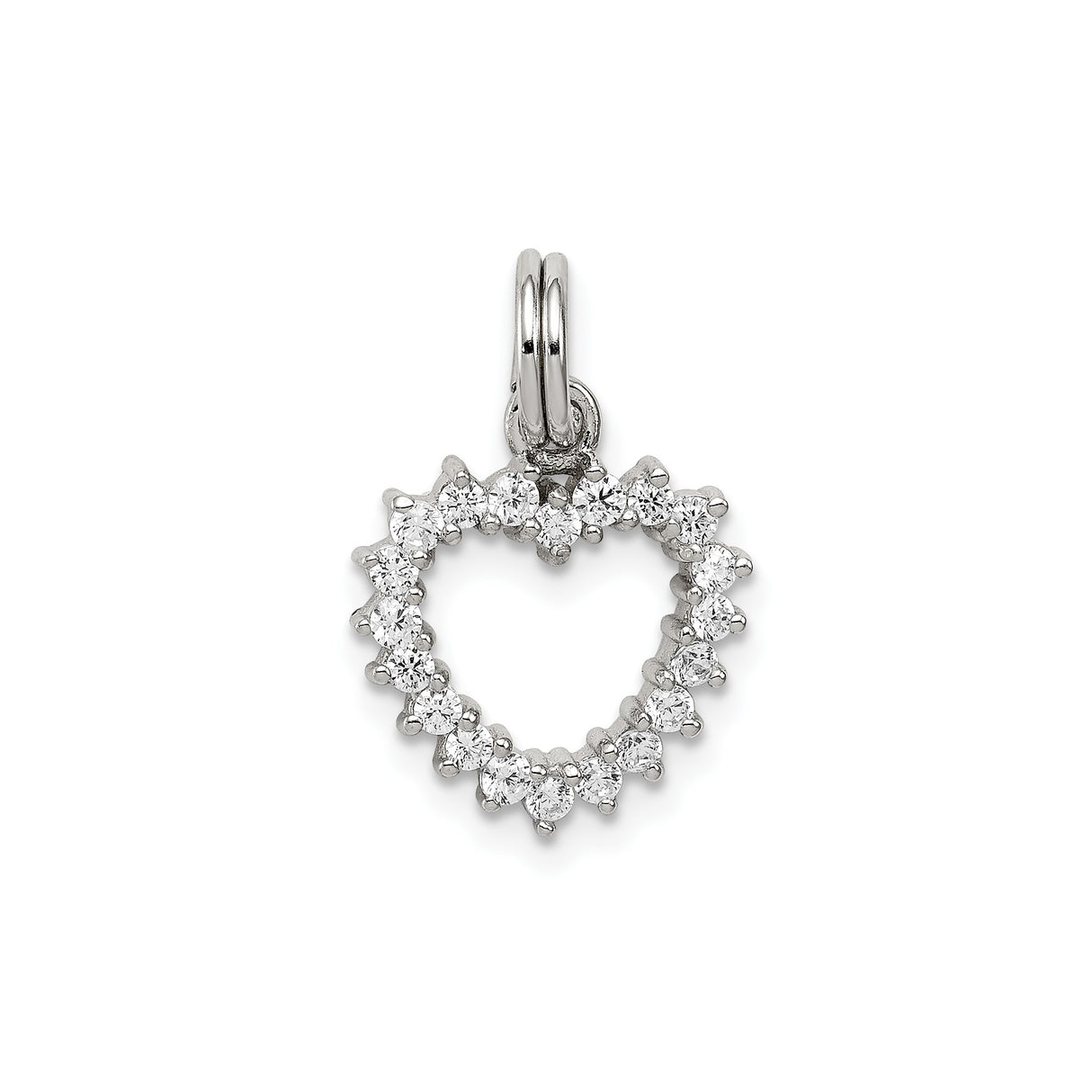 CZ Heart Charm Pendant in Real 925 Sterling Silver