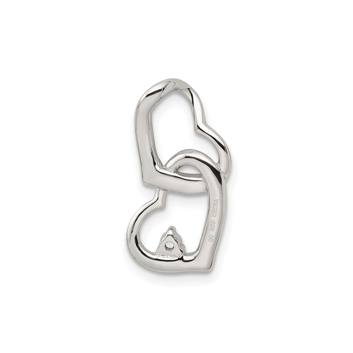 Sterling Silver Heart Pendant with Interlocking Hearts and Cubic Zirconia Accent