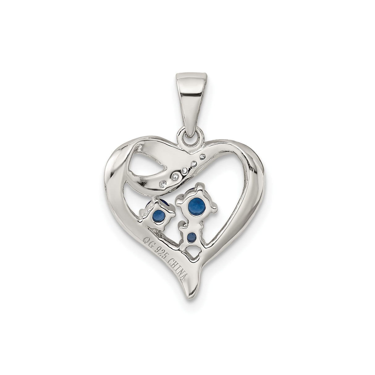 Sterling Silver Infinity Heart Pendant with Cubic Zirconia, Open Heart Design for Women
