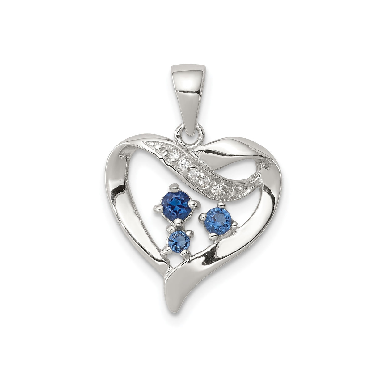 Sterling Silver Infinity Heart Pendant with Cubic Zirconia, Open Heart Design for Women
