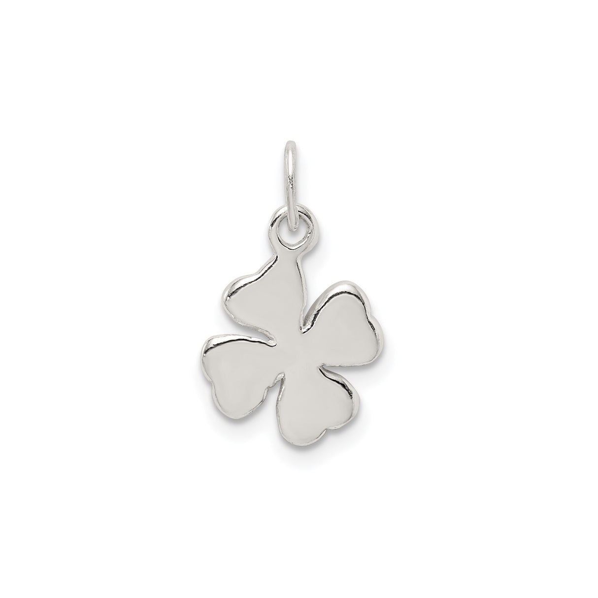 Sterling Silver Four-Leaf Clover Pendant Charm, Polished Lucky Clover Symbol for Women