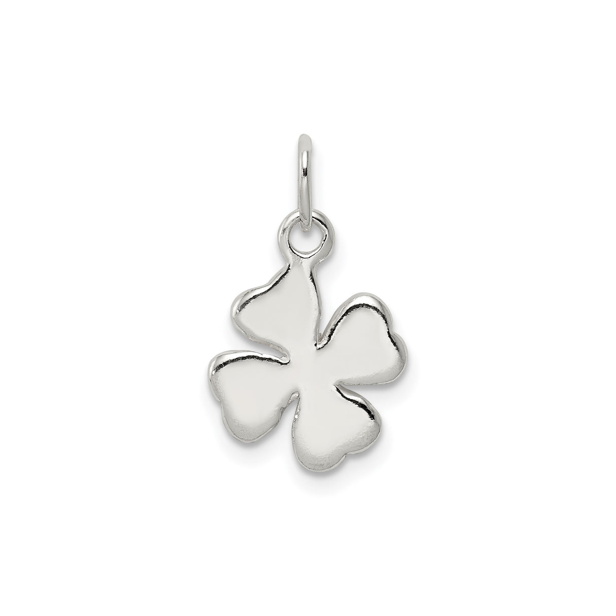 Sterling Silver Four-Leaf Clover Pendant Charm, Polished Lucky Clover Symbol for Women