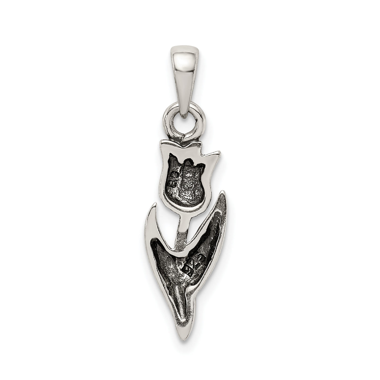 Sterling Silver Tulip Flower Pendant, Detailed Floral Design, Nature-Inspired Charm for Women