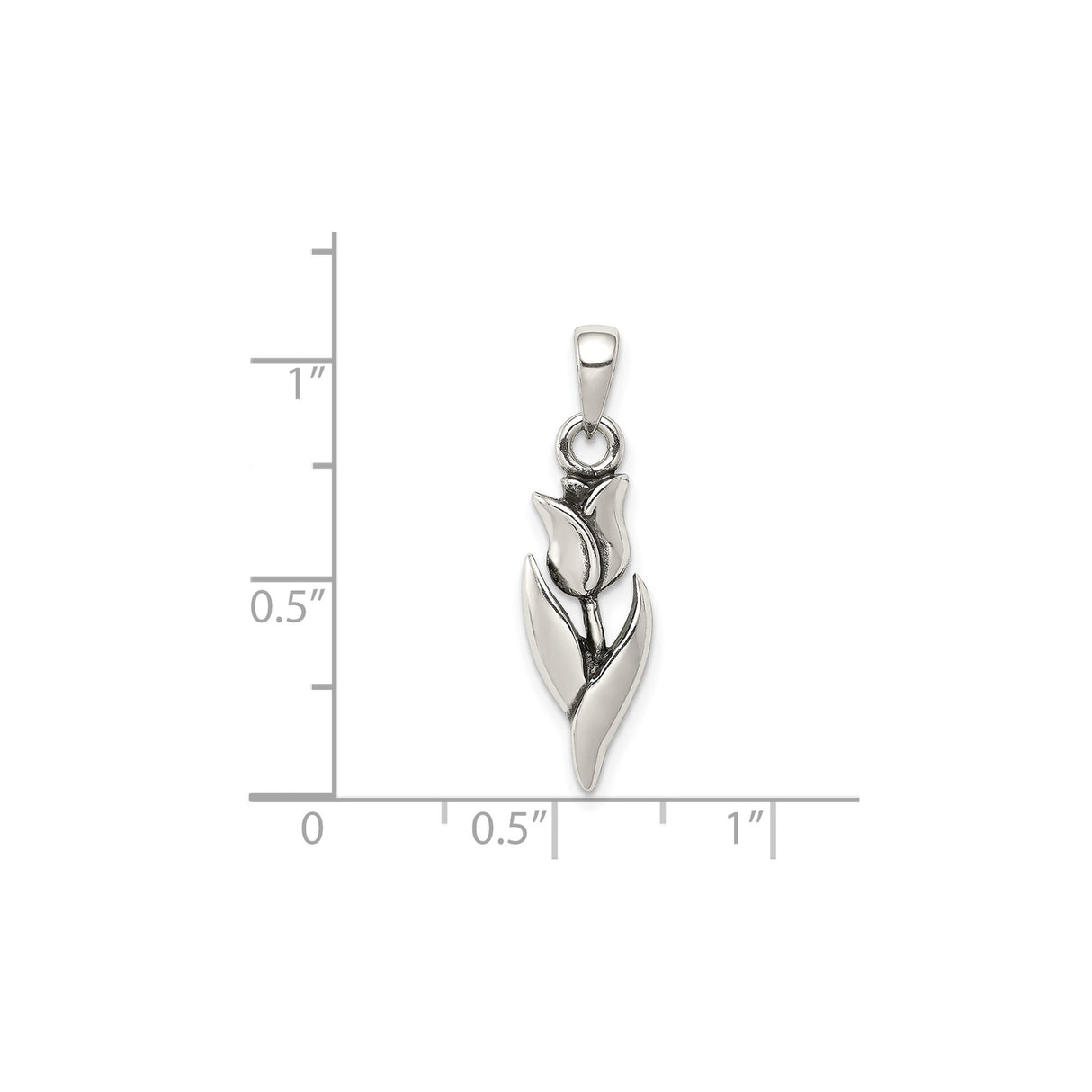 Sterling Silver Tulip Flower Pendant, Detailed Floral Design, Nature-Inspired Charm for Women