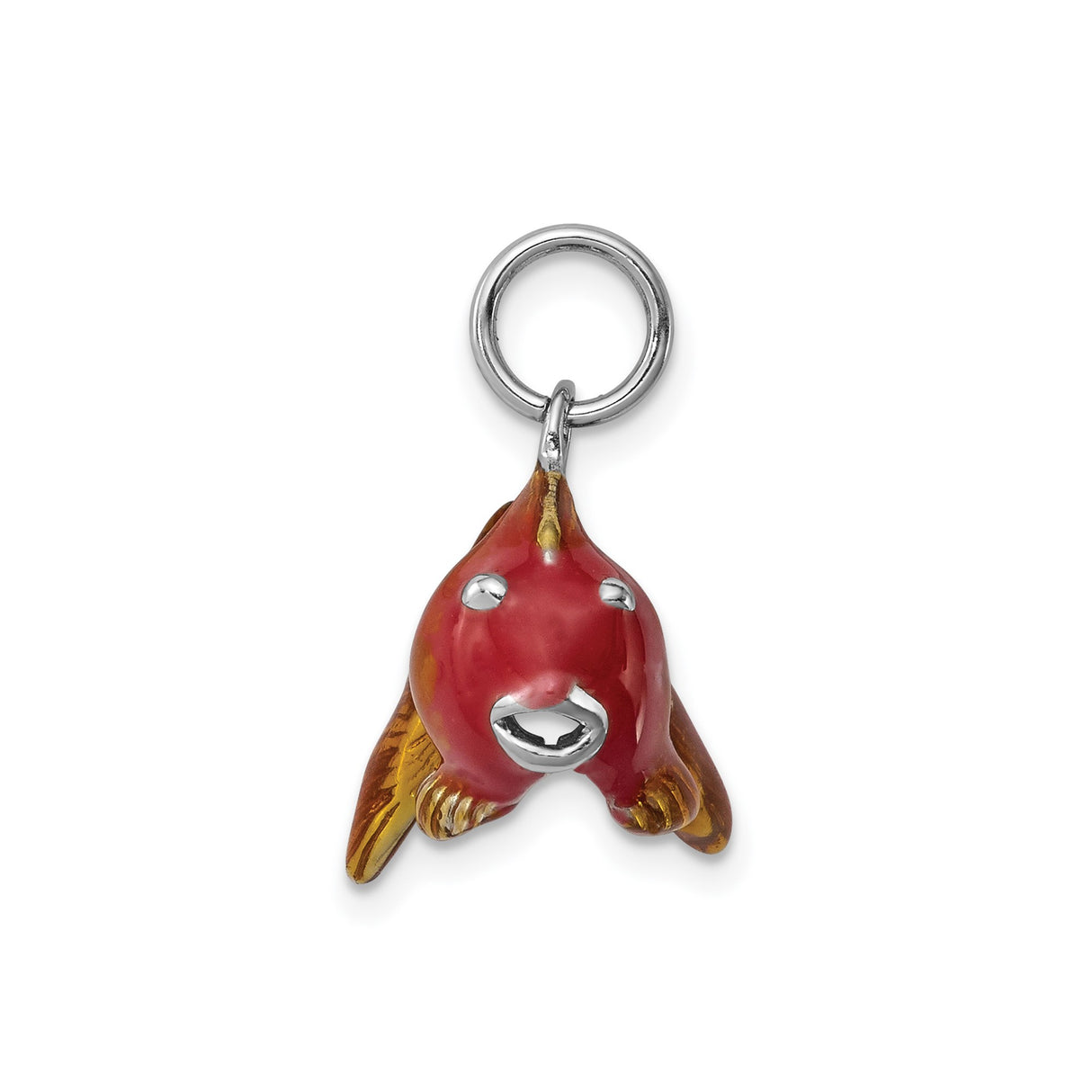 Sterling Silver Goldfish Pendant with Red and Amber Enamel, Ocean-Inspired Charm Jewelry