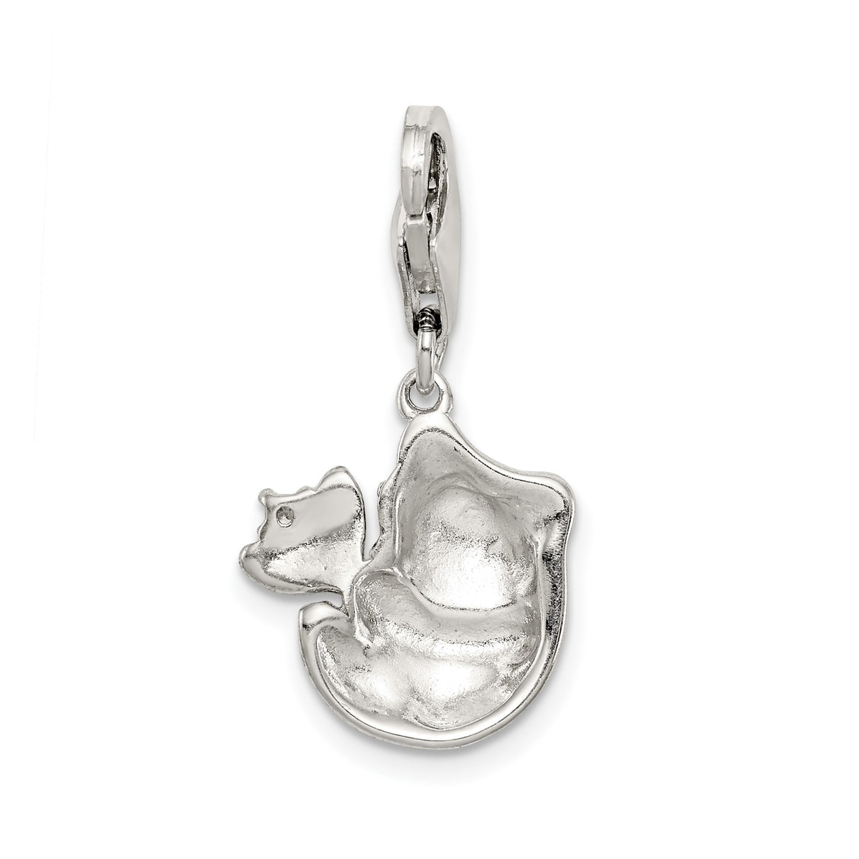 Sterling Silver Panda Charm with Cubic Zirconia, Black and White Enamel, Nature Theme