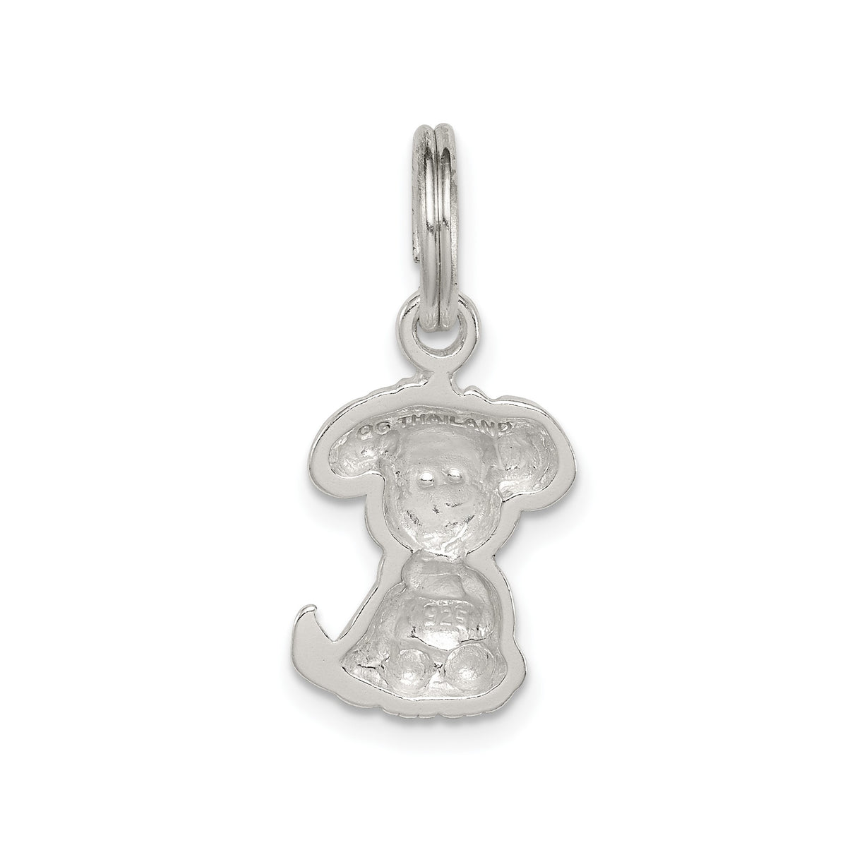 Sterling Silver Puppy Charm Pendant with Pink Collar and Black Ears, Cute Dog Jewelry for Girls