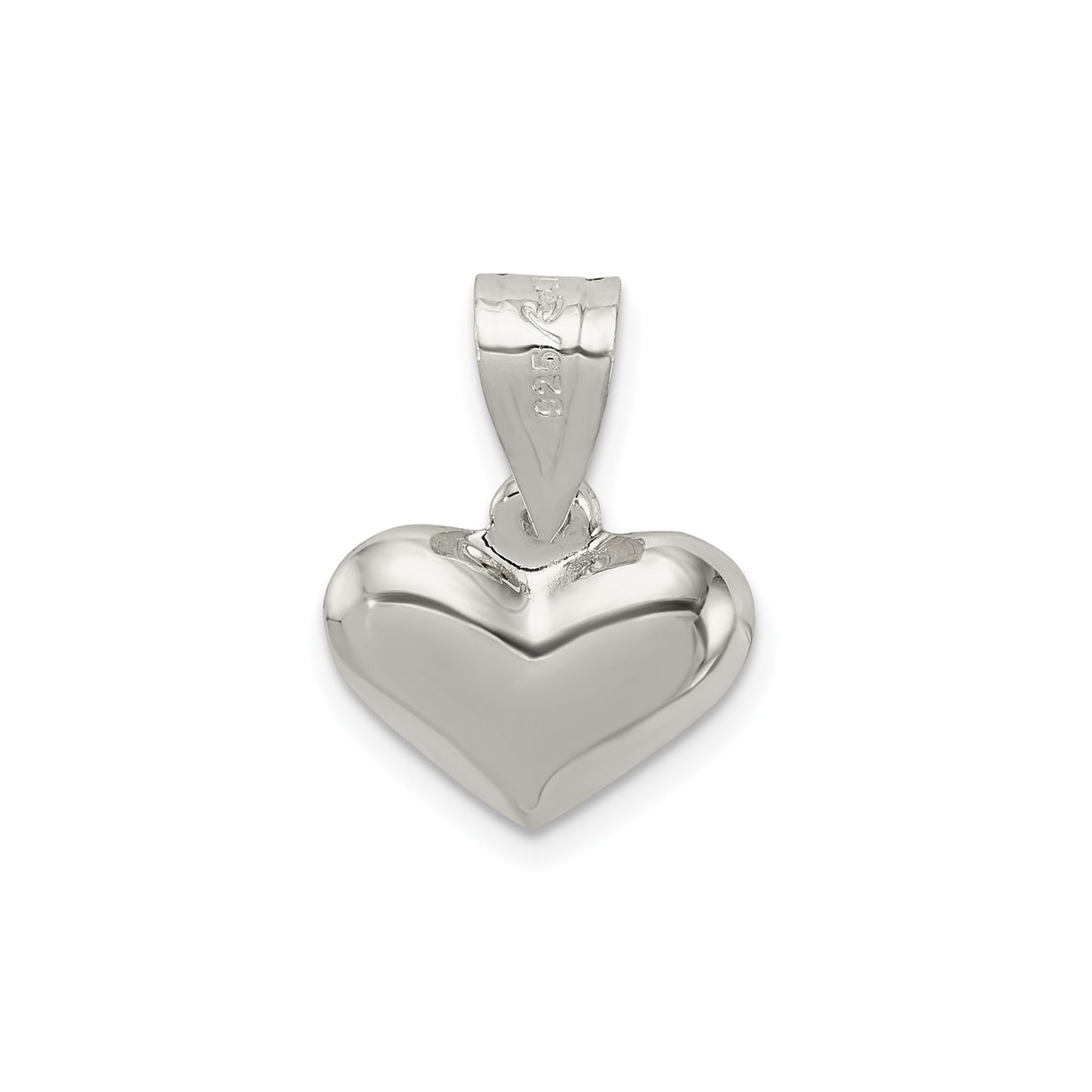 Sterling Silver Heart Pendant, Polished Puffed Charm, Minimalist Romantic Jewelry for Women