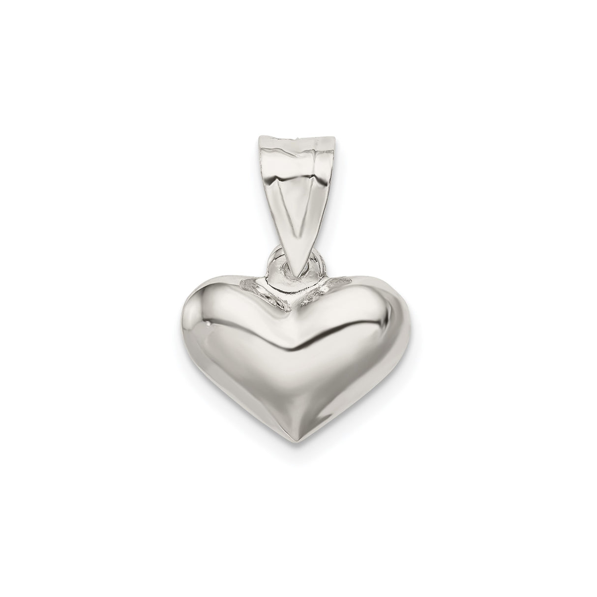 Sterling Silver Heart Pendant, Polished Puffed Charm, Minimalist Romantic Jewelry for Women