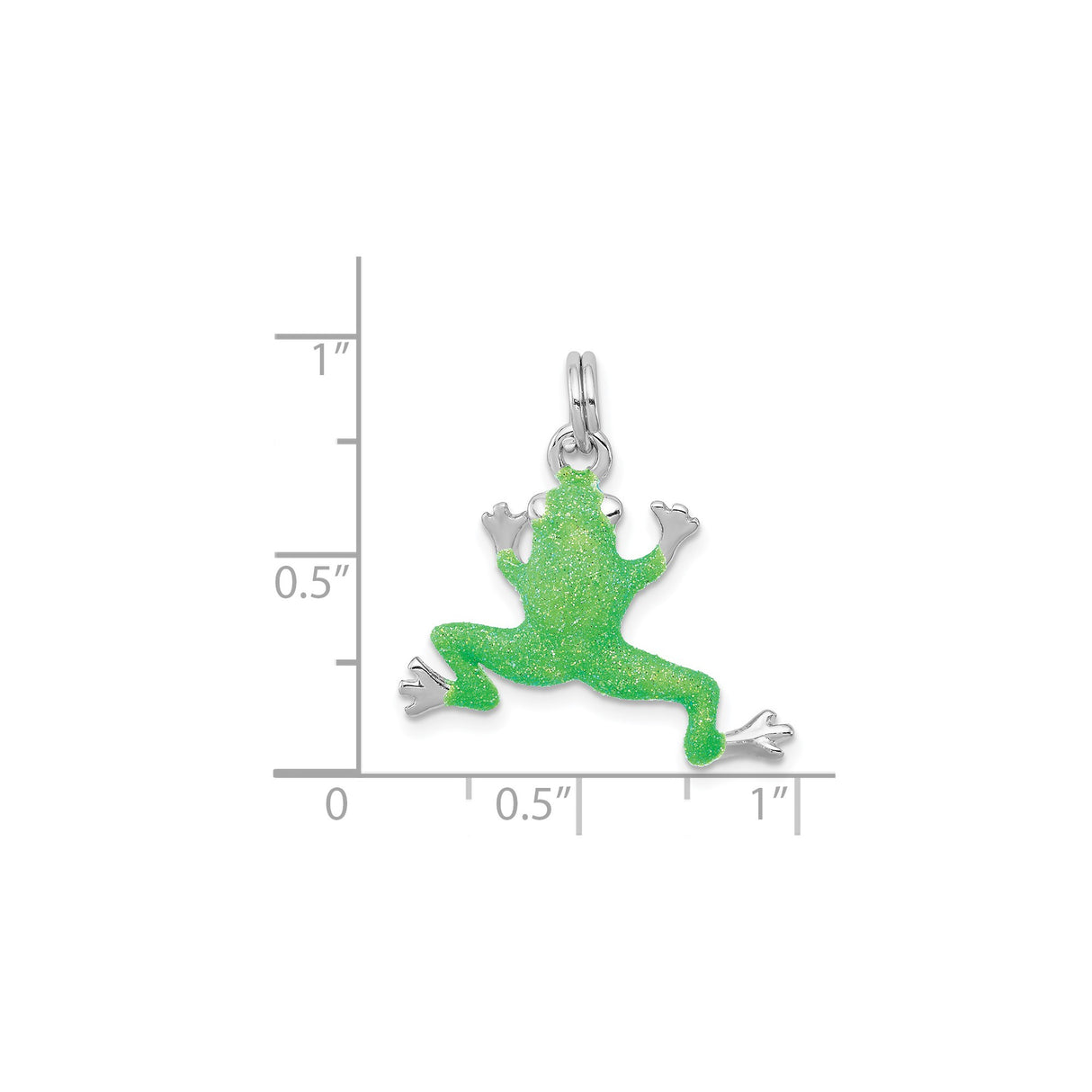 Sterling Silver Frog Charm Pendant with Green Enamel, Nature-Inspired Animal Jewelry