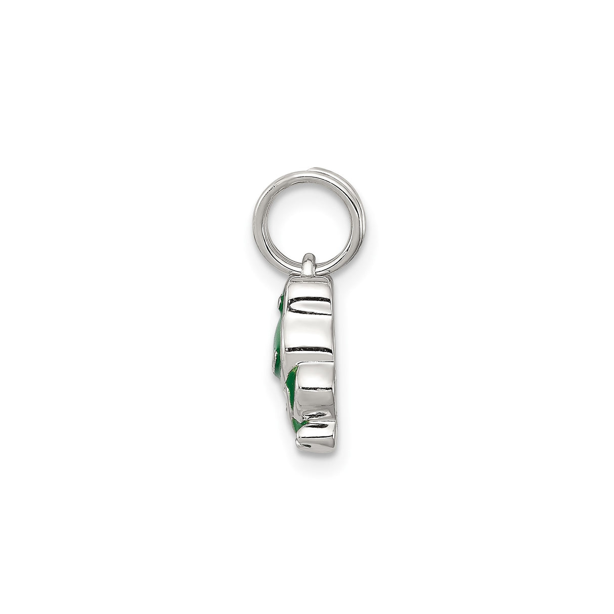 Sterling Silver Frog Charm Pendant with Green Enamel Detailing, Whimsical Animal Jewelry