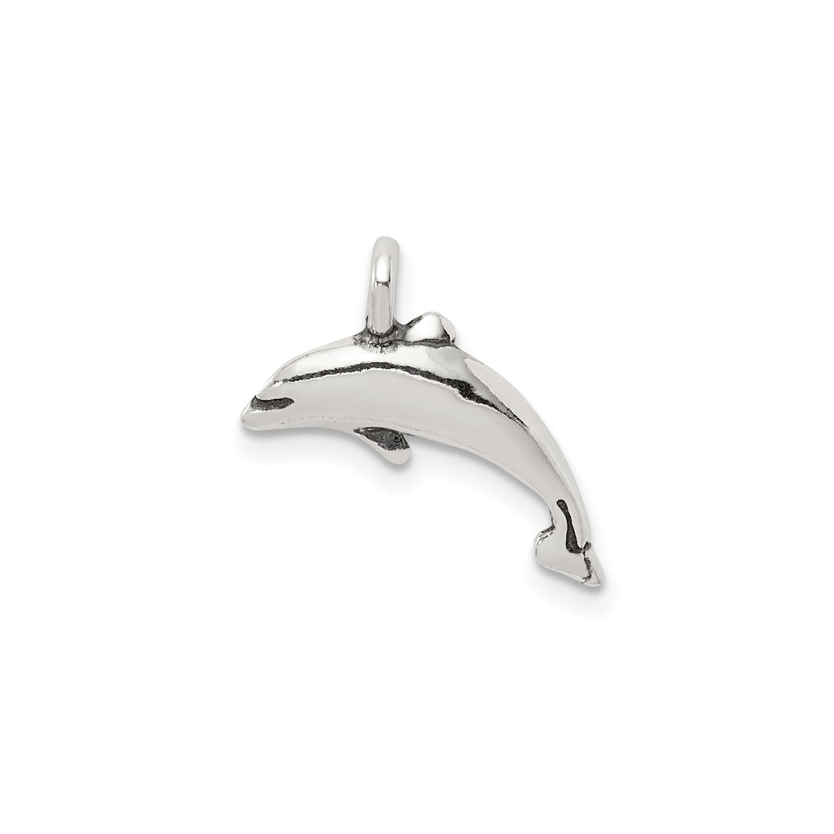 Sterling Silver Dolphin Pendant, Jumping Ocean Charm, Sea Life Theme for Women or Unisex Wear