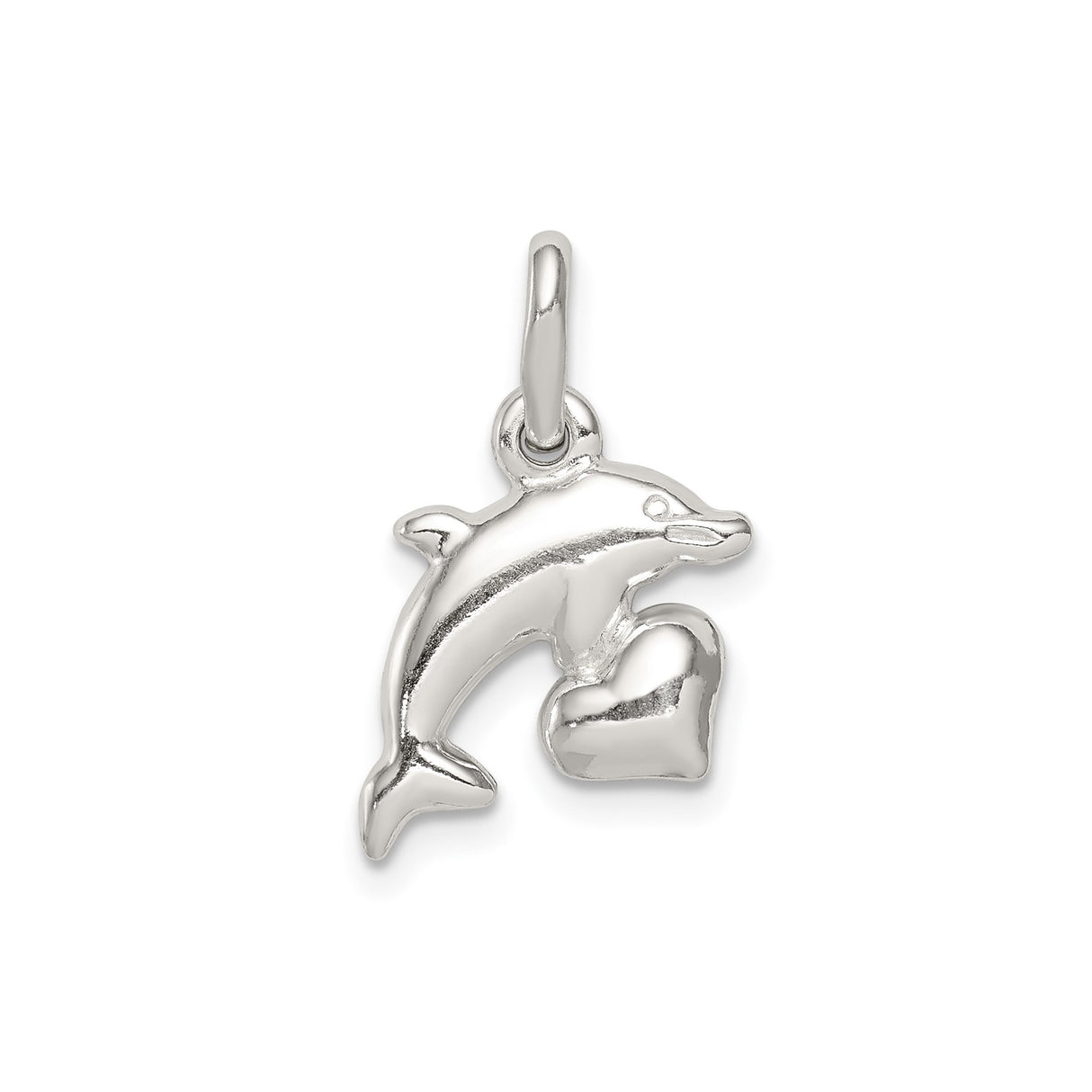 Sterling Silver Dolphin Pendant with Heart Charm, Ocean-Inspired Animal Jewelry for Women