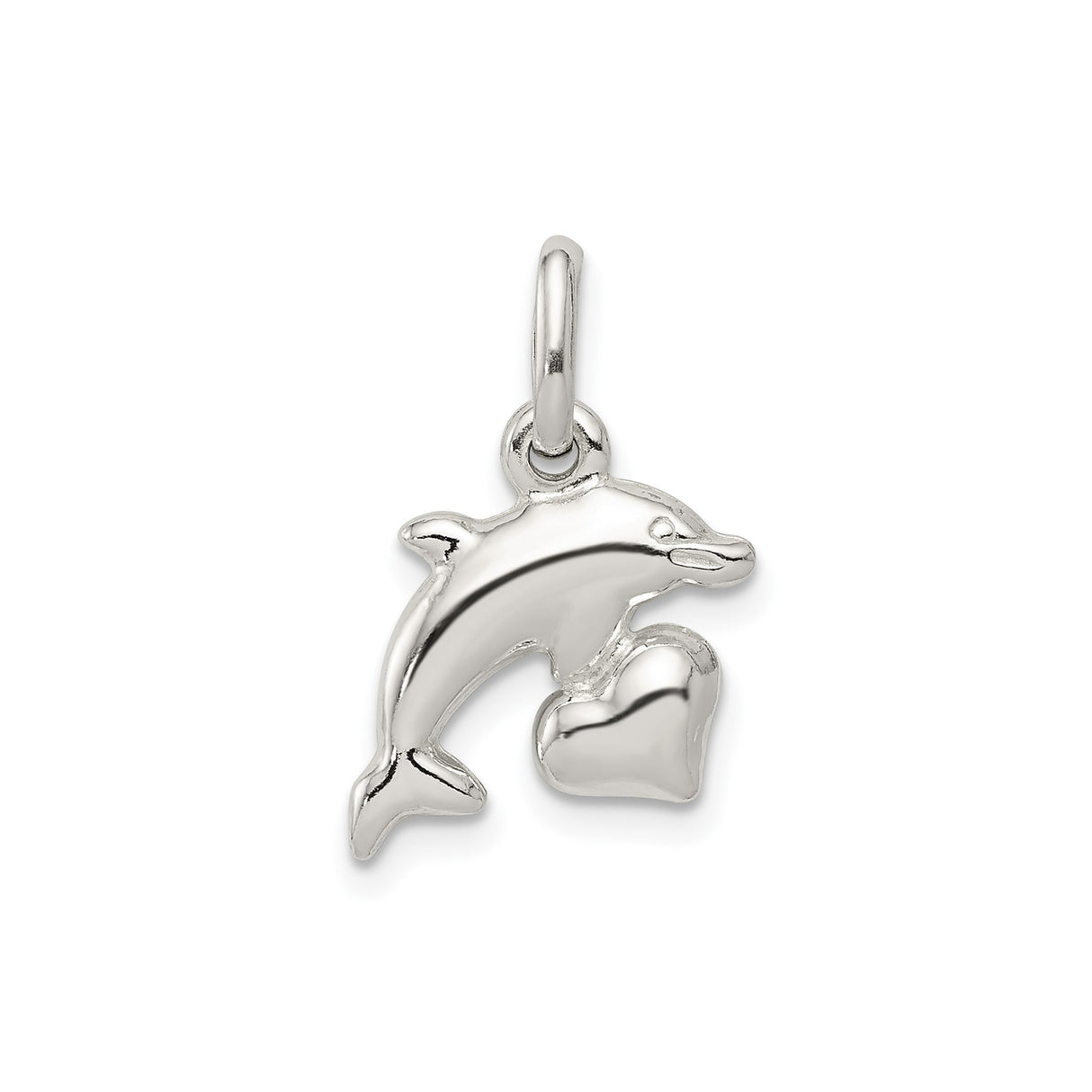 Sterling Silver Dolphin Pendant with Heart Charm, Ocean-Inspired Animal Jewelry for Women