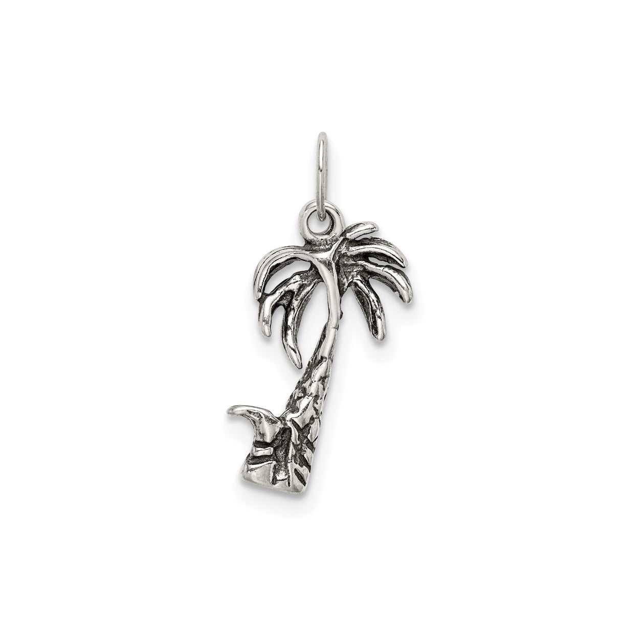 Sterling Silver Palm Tree Pendant, Tropical Beach Charm for Women or Unisex, Summer Vacation Jewelry