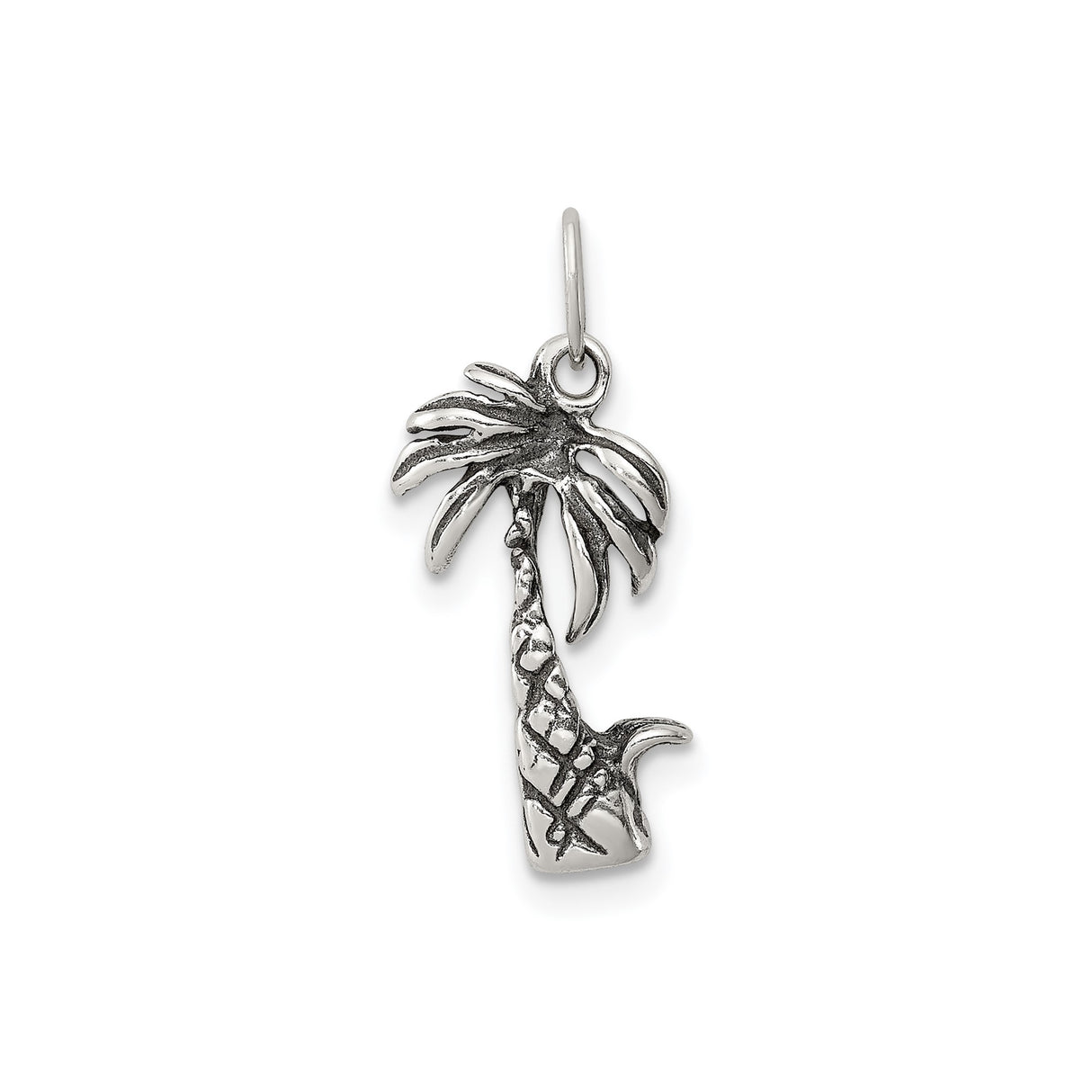 Sterling Silver Palm Tree Pendant, Tropical Beach Charm for Women or Unisex, Summer Vacation Jewelry