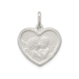 Sterling Silver Heart Pendant with Two Cherubs, Angel Heart Christian Charm for Women